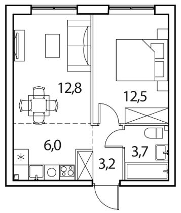 Продажа 2-комнатной квартиры 38,2 м², 16/17 этаж