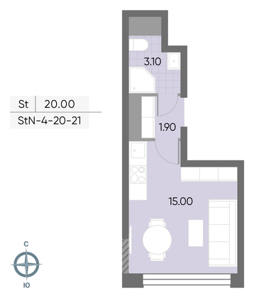Продажа квартиры-студии 20 м², 21/30 этаж
