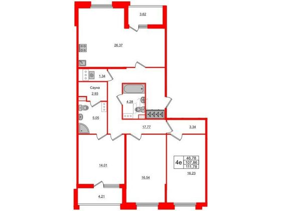 Продажа 3-комнатной квартиры 107,9 м², 4/8 этаж
