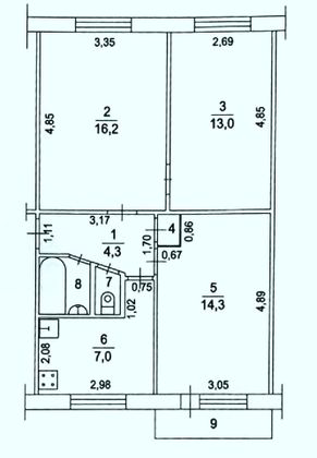 Продажа 3-комнатной квартиры 58 м², 5/5 этаж