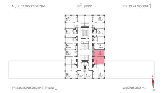 Продажа 1-комнатной квартиры 37,2 м², 21/30 этаж