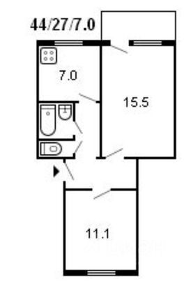 Продажа 2-комнатной квартиры 43 м², 4/5 этаж