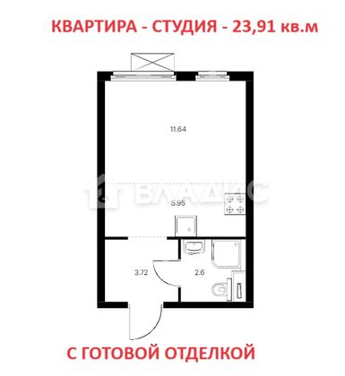 Продажа квартиры-студии 23,9 м², 22/33 этаж