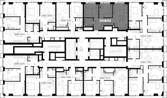 Продажа 2-комнатной квартиры 56 м², 33/48 этаж