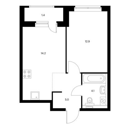 Продажа 1-комнатной квартиры 37,6 м², 20/25 этаж