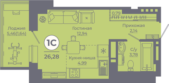 Продажа квартиры-студии 26 м², 23/24 этаж