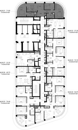 Продажа 3-комнатной квартиры 71,8 м², 36/49 этаж