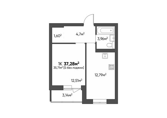 Продажа 1-комнатной квартиры 37,3 м², 7/9 этаж