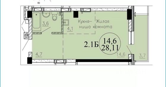 Продажа квартиры-студии 29 м², 2/24 этаж