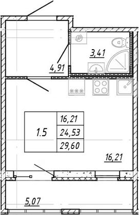 Продажа квартиры-студии 30 м², 10/22 этаж