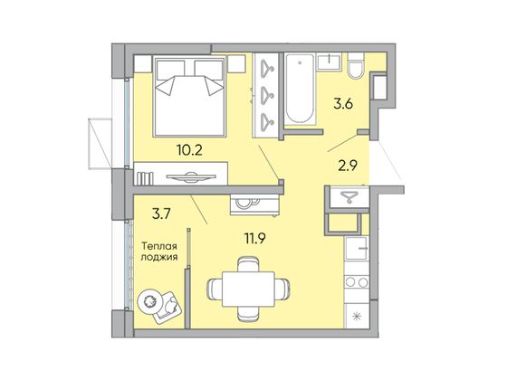 32,3 м², 1-комн. квартира, 9/18 этаж