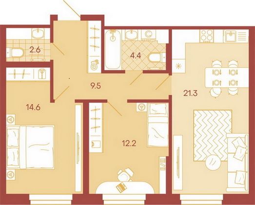 Продажа 3-комнатной квартиры 63 м², 3/18 этаж