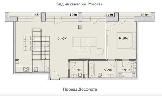 Продажа 1-комнатной квартиры 85,6 м², 5/5 этаж