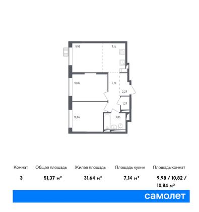 Продажа 2-комнатной квартиры 35,3 м², 4/17 этаж