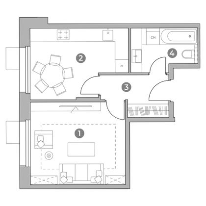 Продажа 1-комнатной квартиры 38,4 м², 2/22 этаж