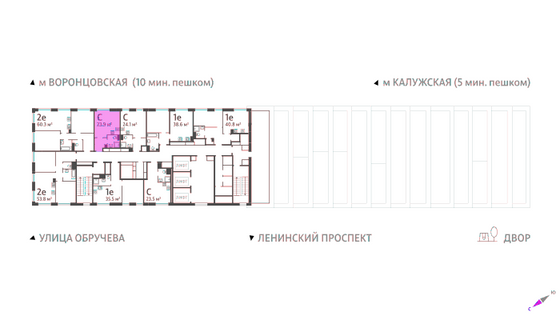 Продажа квартиры-студии 23,9 м², 44/58 этаж