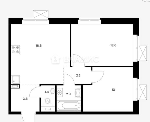 Продажа 2-комнатной квартиры 49,1 м², 19/25 этаж