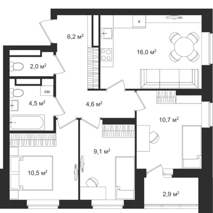 Продажа 3-комнатной квартиры 65 м², 23/31 этаж