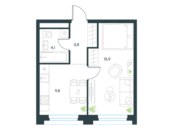 Продажа 1-комнатной квартиры 33,6 м², 24/26 этаж