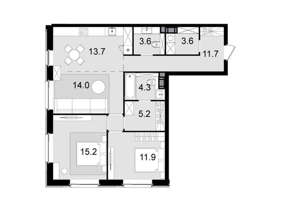 Продажа 3-комнатной квартиры 85,3 м², 39/47 этаж