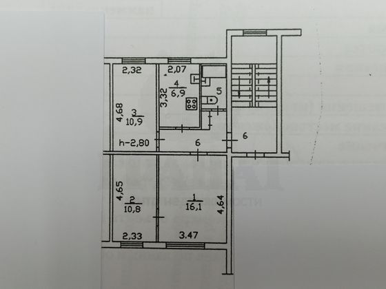 Продажа 3-комнатной квартиры 52,9 м², 2/2 этаж