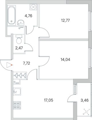 Продажа 2-комнатной квартиры 60,5 м², 1/8 этаж