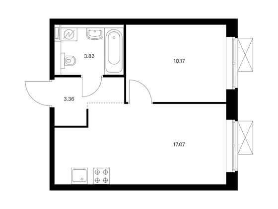 Продажа 1-комнатной квартиры 34,4 м², 9/21 этаж