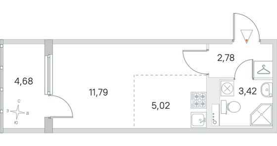 Продажа квартиры-студии 24,4 м², 4/4 этаж