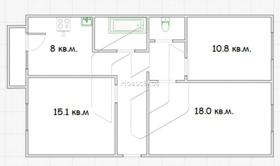 Продажа 3-комнатной квартиры 67 м², 1/3 этаж