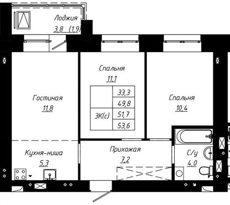 Продажа 3-комнатной квартиры 51,7 м², 6/16 этаж