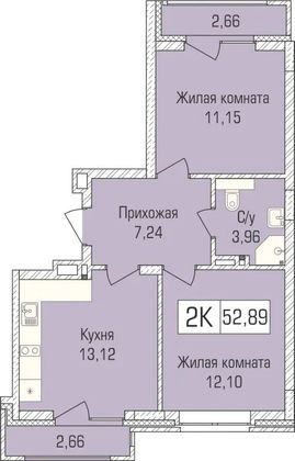 51,9 м², 2-комн. квартира, 2/9 этаж