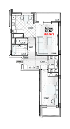 Продажа 2-комнатной квартиры 68,5 м², 9/19 этаж