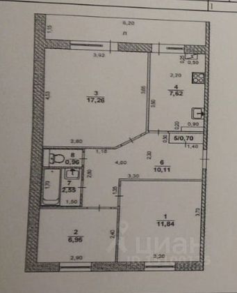Продажа 3-комнатной квартиры 58 м², 1/2 этаж