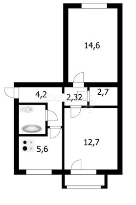 Продажа 2-комнатной квартиры 44,1 м², 1/5 этаж