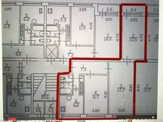 Продажа 3-комнатной квартиры 60,2 м², 6/9 этаж