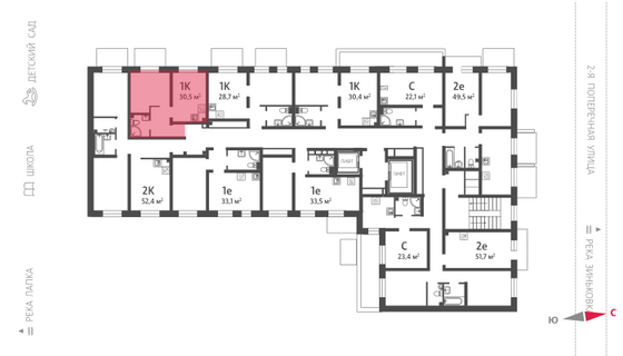 30,5 м², 1-комн. квартира, 2/16 этаж