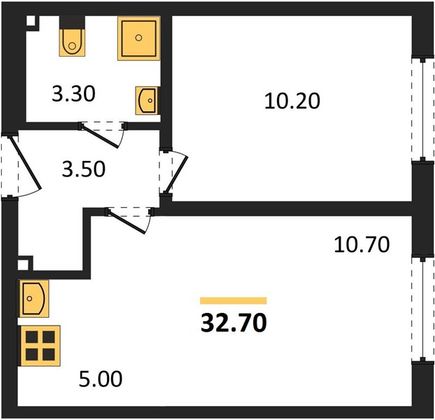 Продажа 1-комнатной квартиры 32,7 м², 3/8 этаж