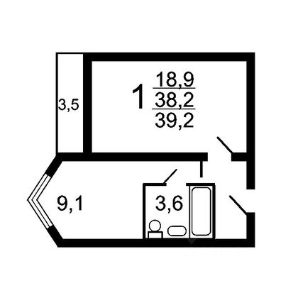 40 м², 1-комн. квартира, 10/17 этаж