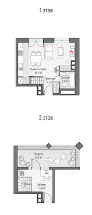 Продажа 1-комнатной квартиры 52 м², 26/28 этаж