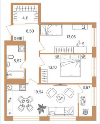 Продажа 3-комнатной квартиры 67,8 м², 5/17 этаж