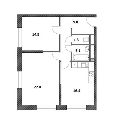 Продажа 2-комнатной квартиры 67,6 м², 5/19 этаж