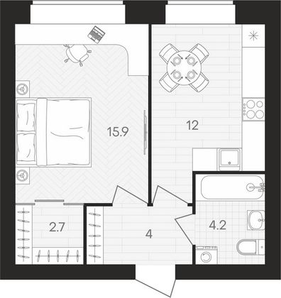 Продажа 1-комнатной квартиры 38,8 м², 4/10 этаж