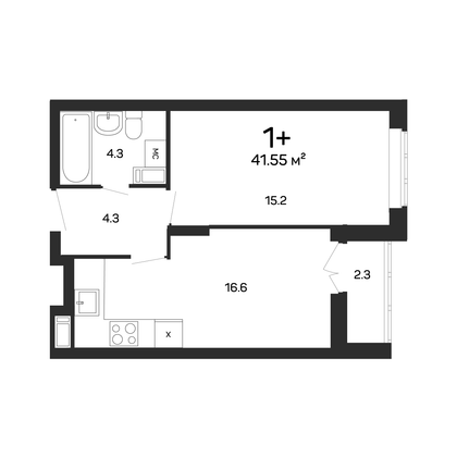Продажа 1-комнатной квартиры 41,9 м², 5/17 этаж