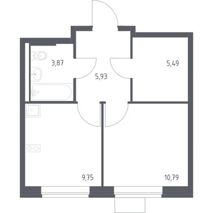 35,8 м², 1-комн. квартира, 9/9 этаж