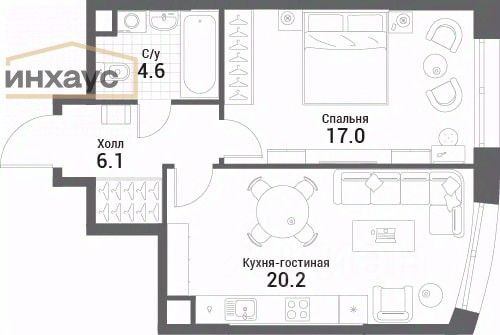 Продажа 2-комнатной квартиры 47,9 м², 20/34 этаж