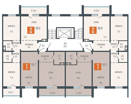 Продажа 2-комнатной квартиры 58,5 м², 10/10 этаж