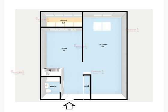 Продажа 1-комнатной квартиры 45 м², 15/25 этаж