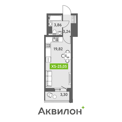 28,1 м², студия, 8/13 этаж