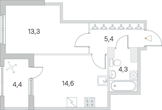 Продажа 1-комнатной квартиры 39,8 м², 4/5 этаж