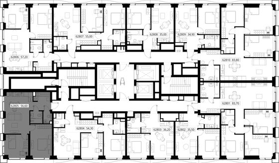 Продажа 2-комнатной квартиры 56,6 м², 28/48 этаж